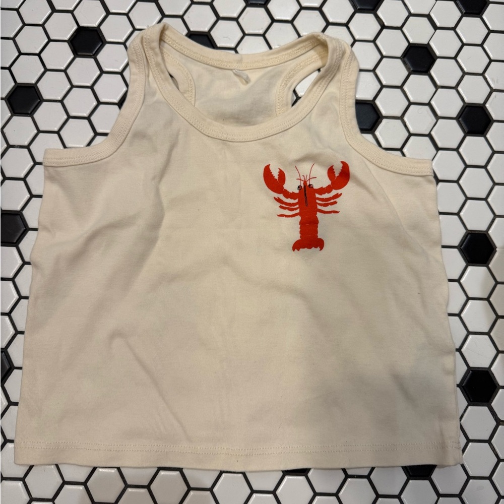 Mini Rodini Cream Tank Top with Lobster